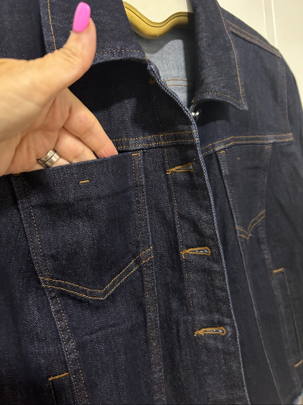 NWOT Susan Graver Stretch Denim Jacket with Unfinished Hem - Picture 6 of 11